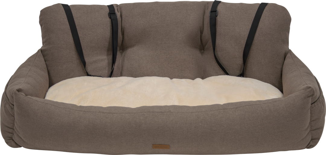 Honden autostoel voor achterbank beige 113cm