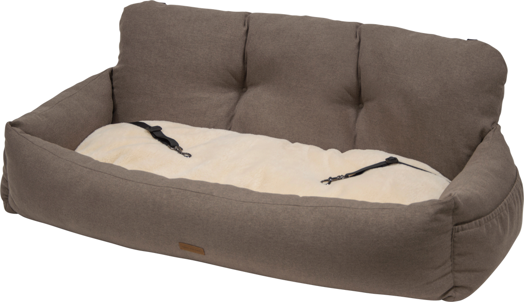Honden autostoel voor achterbank beige 113cm