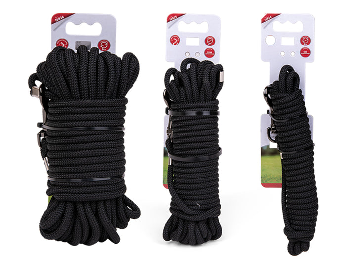 Zoeklijn nylon rond zwart - Pip & Pepper by Dierenspeciaalzaak Huysmans