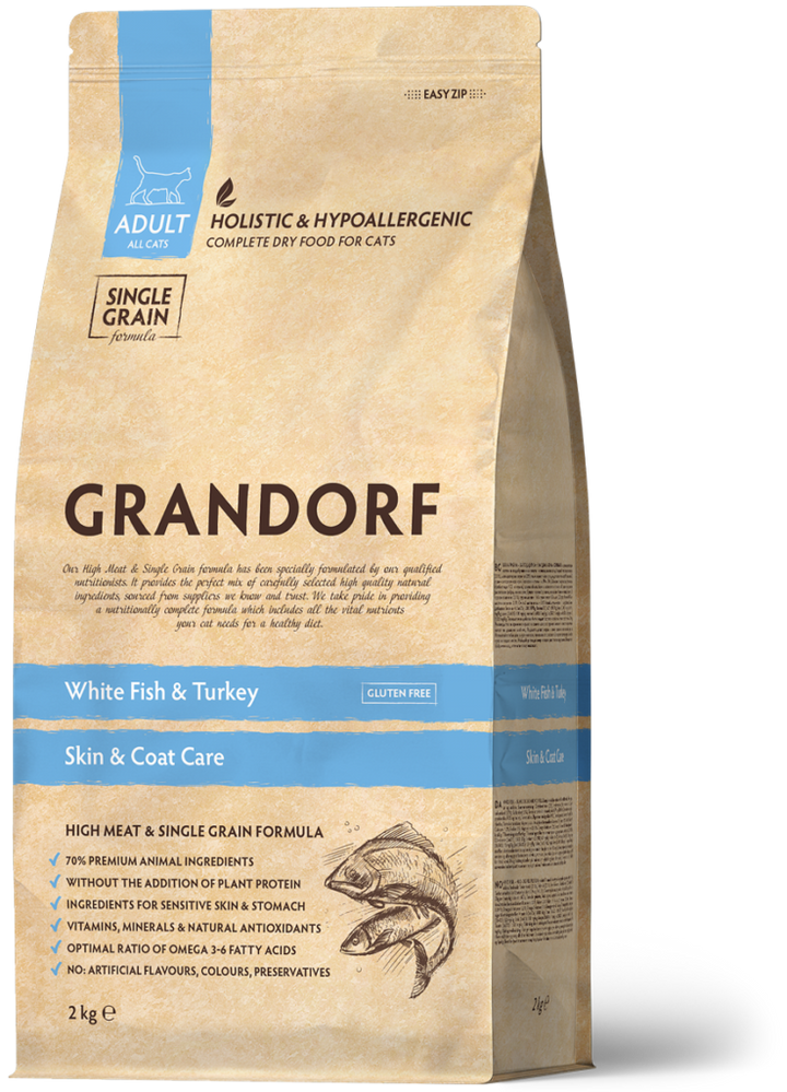 Grandorf kat witte vis adult skin & coat care 2kg