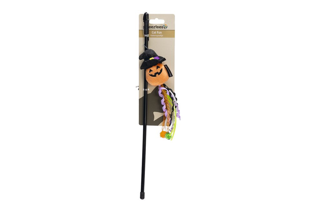 Halloween kattenspeelgoed hengel pompoen