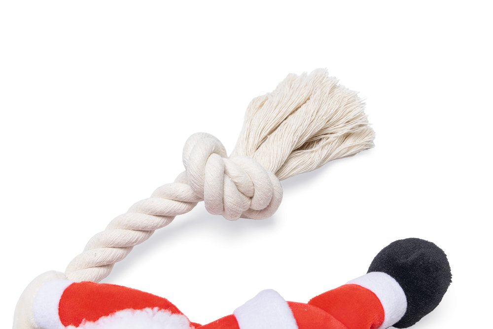 Kerstknuffel kerstman + touw 20cm