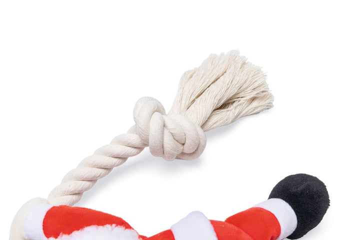 Kerstknuffel kerstman + touw 20cm