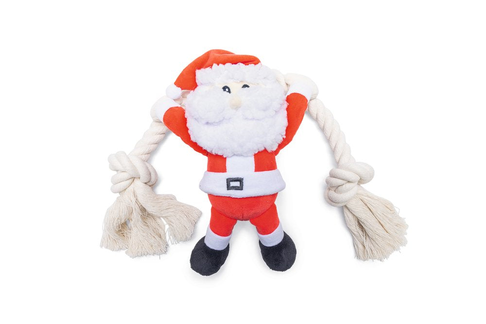 Kerstknuffel kerstman + touw 20cm