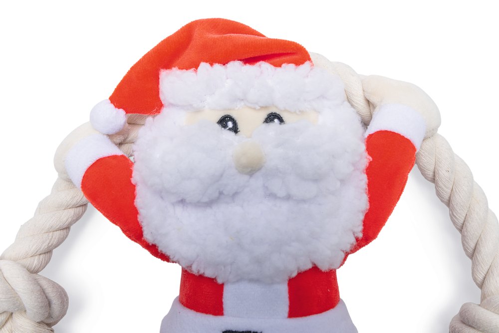 Kerstknuffel kerstman + touw 20cm