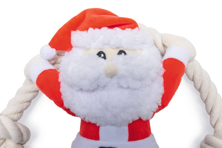 Kerstknuffel kerstman + touw 20cm