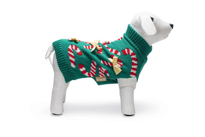 Kersttrui hond Candy canes hond M
