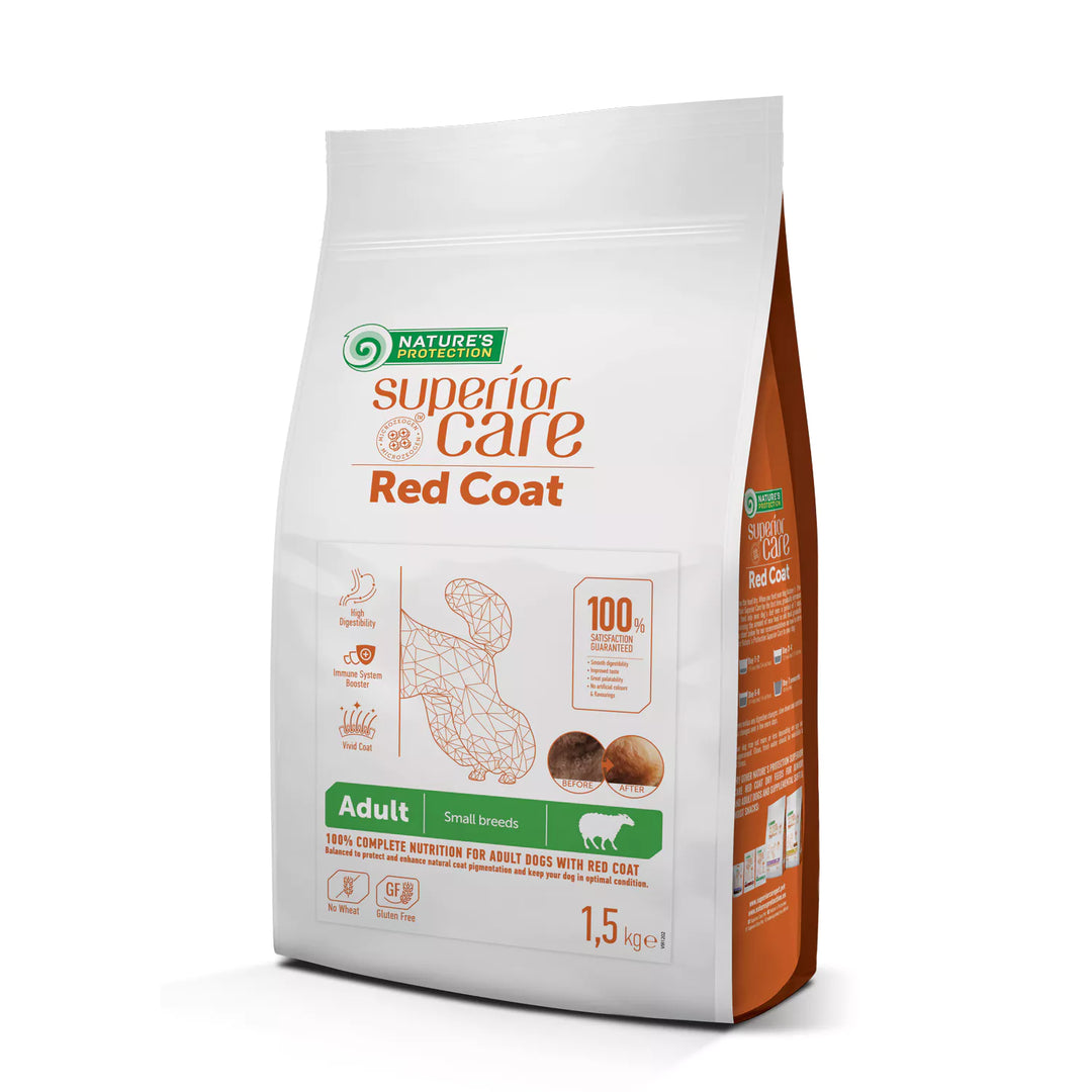 Superior care voor honden met rode vacht adult small lam 1.5kg