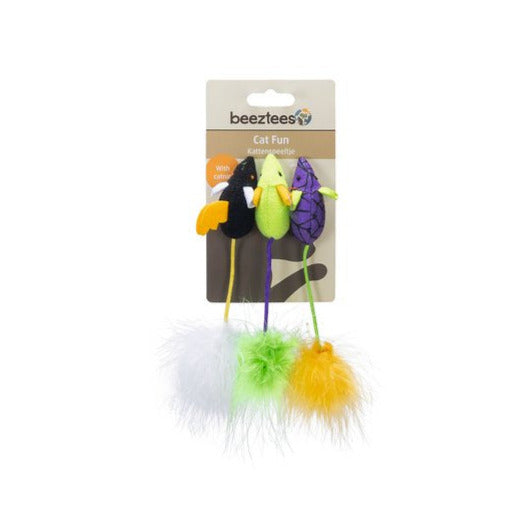 Halloween kattenspeelgoed speelmuizen 3st