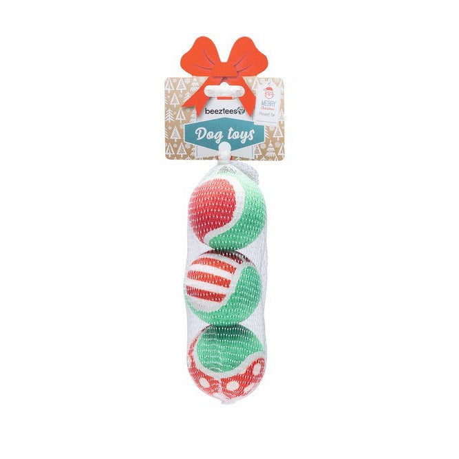 Kerst tennisballen 3st