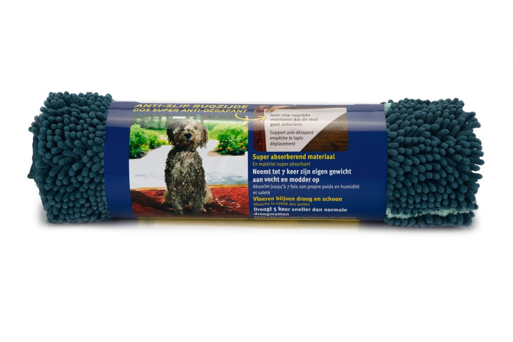 Dirty dog droogloop mat 90x66cm blauw - Pip & Pepper by Dierenspeciaalzaak Huysmans