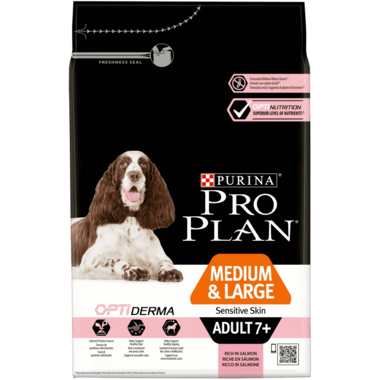 Pro Plan Opti Derma medium&large adult 7+ sensitive skin - Pip & Pepper by Dierenspeciaalzaak Huysmans