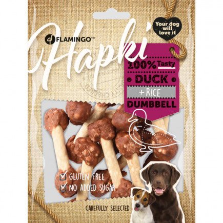 Hapki duck en rice dumbell 150gr - Pip & Pepper by Dierenspeciaalzaak Huysmans