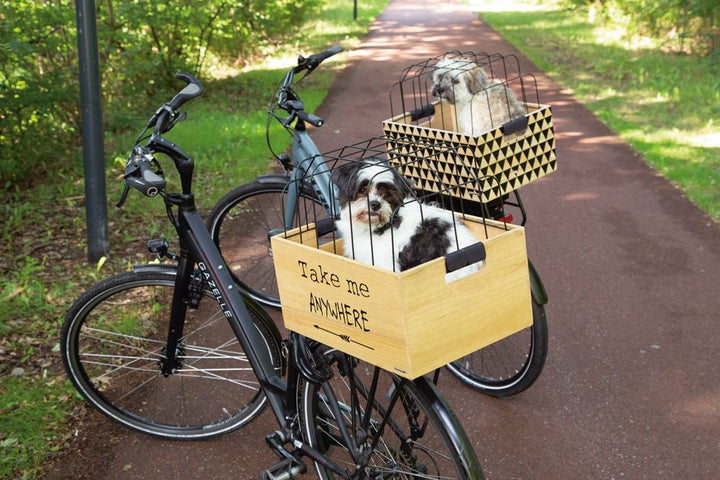 Fietsmand + kap hout print - Pip & Pepper by Dierenspeciaalzaak Huysmans