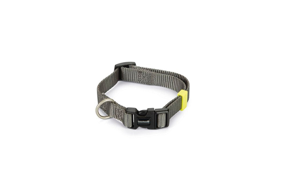 Nylon halsband uni donkergrijs - Pip & Pepper by Dierenspeciaalzaak Huysmans