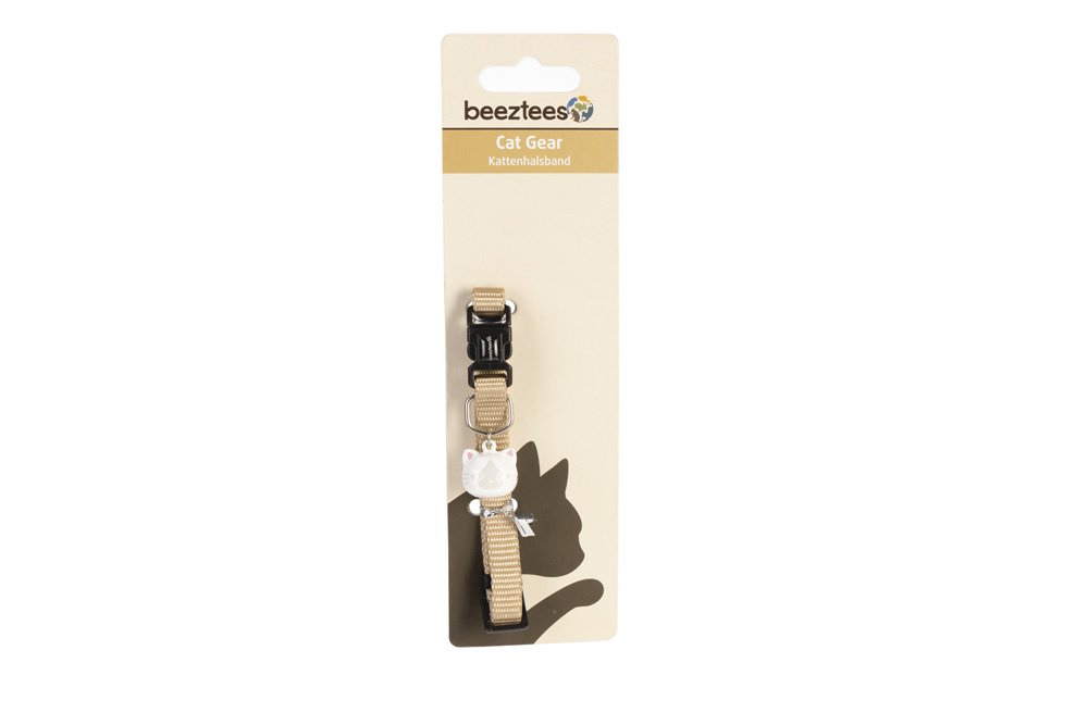 Nylon halsband beige met bel - Pip & Pepper by Dierenspeciaalzaak Huysmans