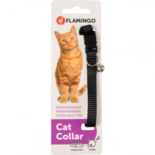 Kattenhalsband ziggi zwart + bel 20-35 cm - Pip & Pepper by Dierenspeciaalzaak Huysmans