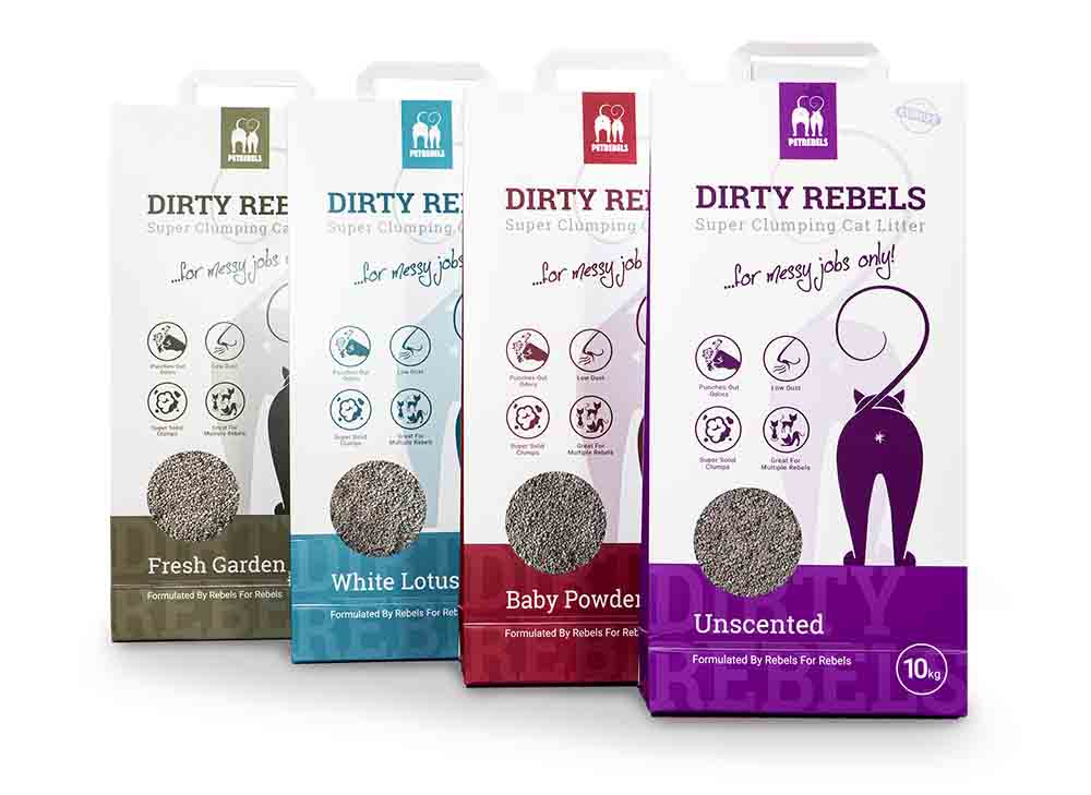 Kattenbakvulling Dirty Rebels babypoeder 10L - Pip & Pepper by Dierenspeciaalzaak Huysmans