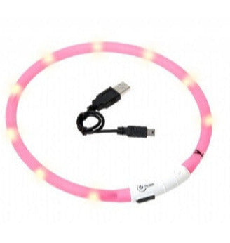 Lichtgevende halsband led visio light roze - Pip & Pepper by Dierenspeciaalzaak Huysmans