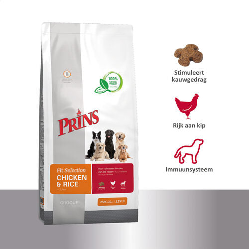 Prins fit selection kip en rijst 15kg - Pip & Pepper by Dierenspeciaalzaak Huysmans
