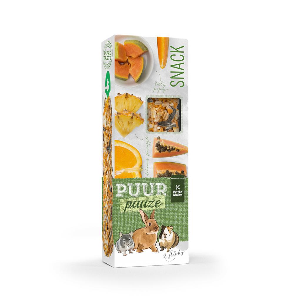PUUR pauzestick sinaasappel/papaja 2st - Pip & Pepper by Dierenspeciaalzaak Huysmans