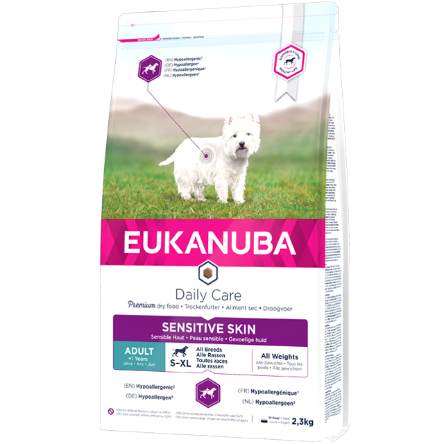 Eukanuba daily care sensitive skin 12kg - Pip & Pepper by Dierenspeciaalzaak Huysmans