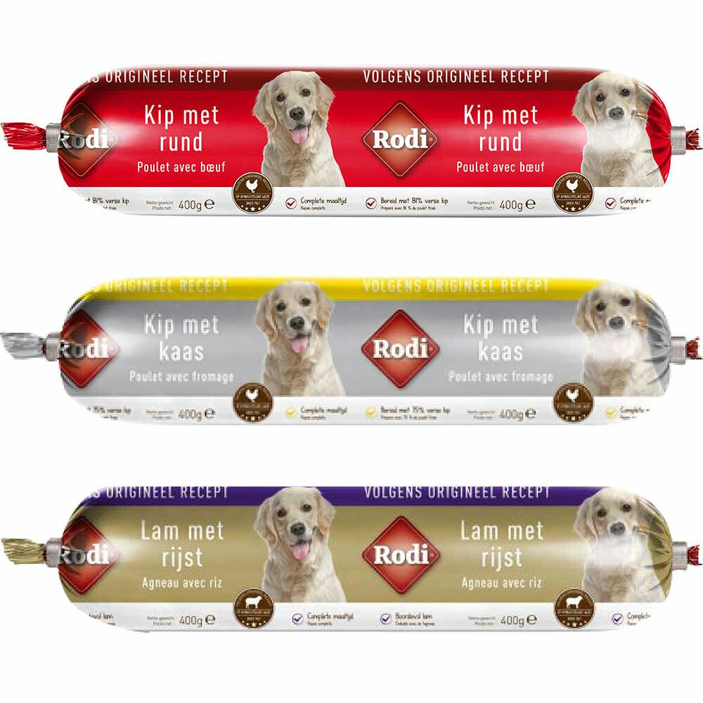 Rodi worst kip & rund 400gr - Pip & Pepper by Dierenspeciaalzaak Huysmans